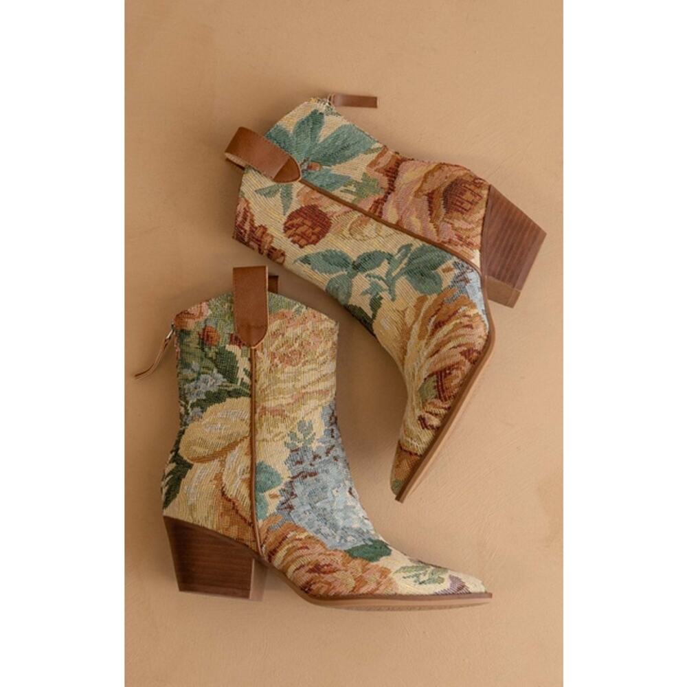 Oasis Society The Kaiya Floral Tapestry Western Bootie - Picture 4 of 5